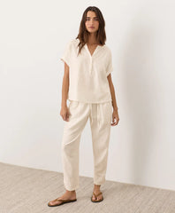 coastal double gauze tapered pull-on pant