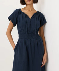 coastal double gauze boho midi dress