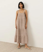 clearance coastal double gauze strappy tiered maxi dress