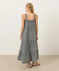 coastal double gauze strappy tiered maxi dress
