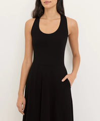 fit & flare open back maxi dress