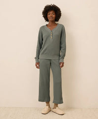 clearance thermal waffle wide leg pant
