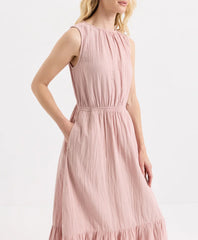 coastal double gauze tiered midi dress