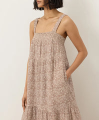 clearance coastal double gauze strappy tiered maxi dress