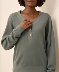 clearance thermal waffle henley pullover
