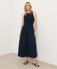 coastal double gauze smocked dress