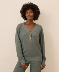 clearance thermal waffle henley pullover