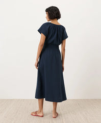 coastal double gauze boho midi dress