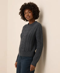 clearance luxe knit cable crew sweater