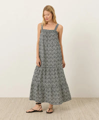 coastal double gauze strappy tiered maxi dress
