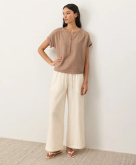 coastal double gauze split hem pant