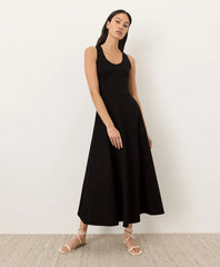 fit & flare open back maxi dress