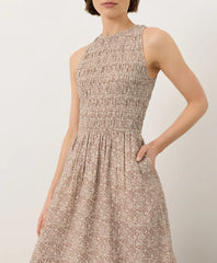 clearance coastal double gauze smocked dress
