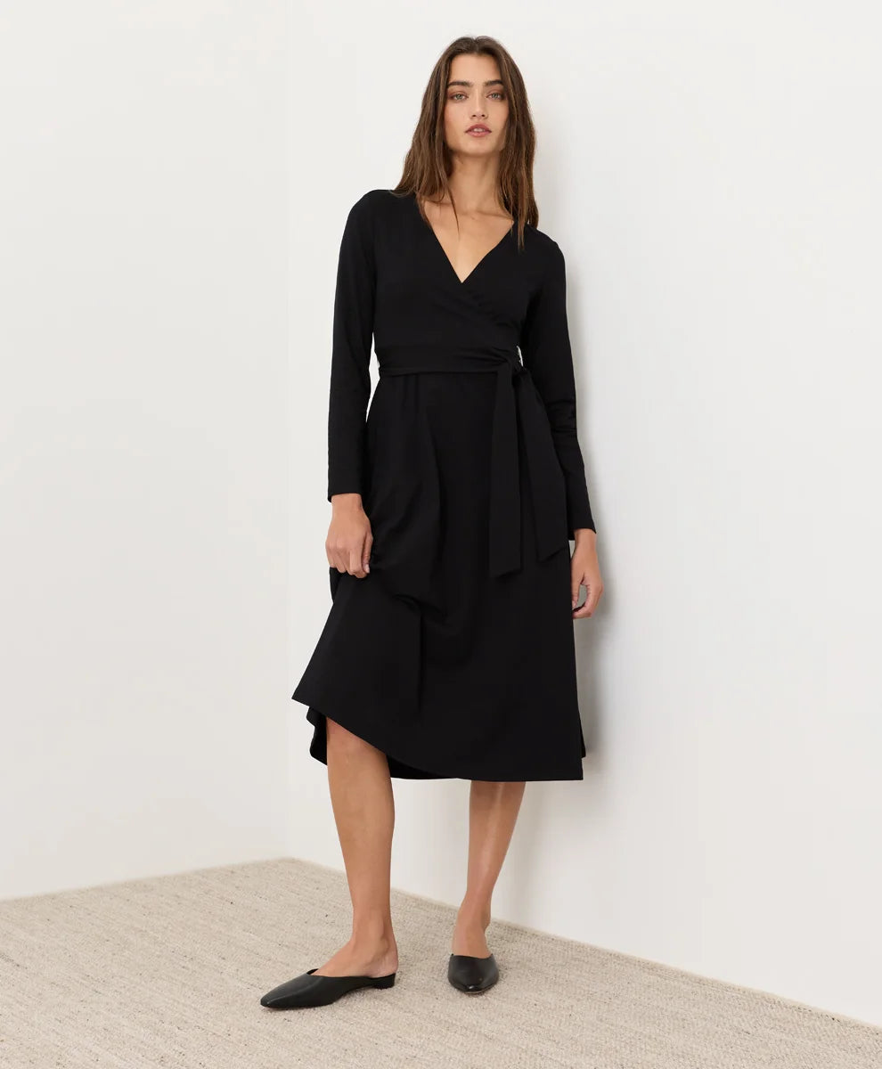 clearance fit & flare wrap dress