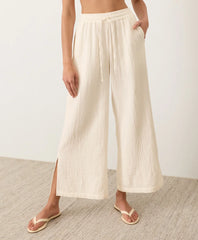 coastal double gauze split hem pant