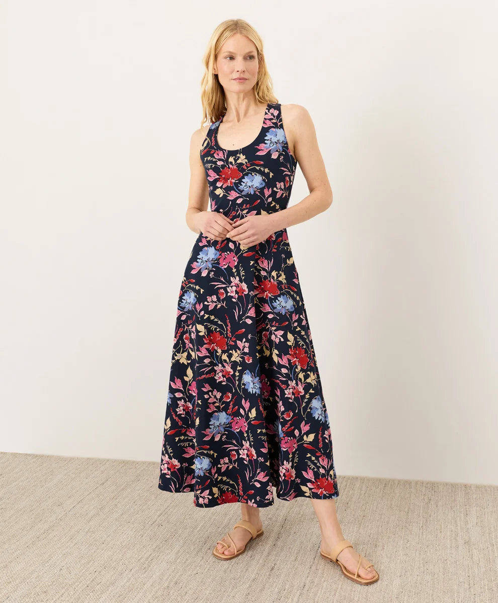 fit & flare open back maxi dress